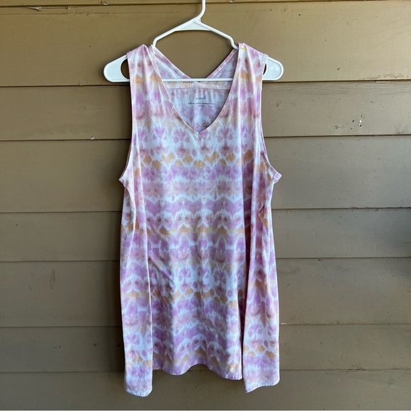 J.Jill PureJill Dipped-Hem Print Tunic Top - Size L - Summer Casual Sleeveless - Picture 1 of 5